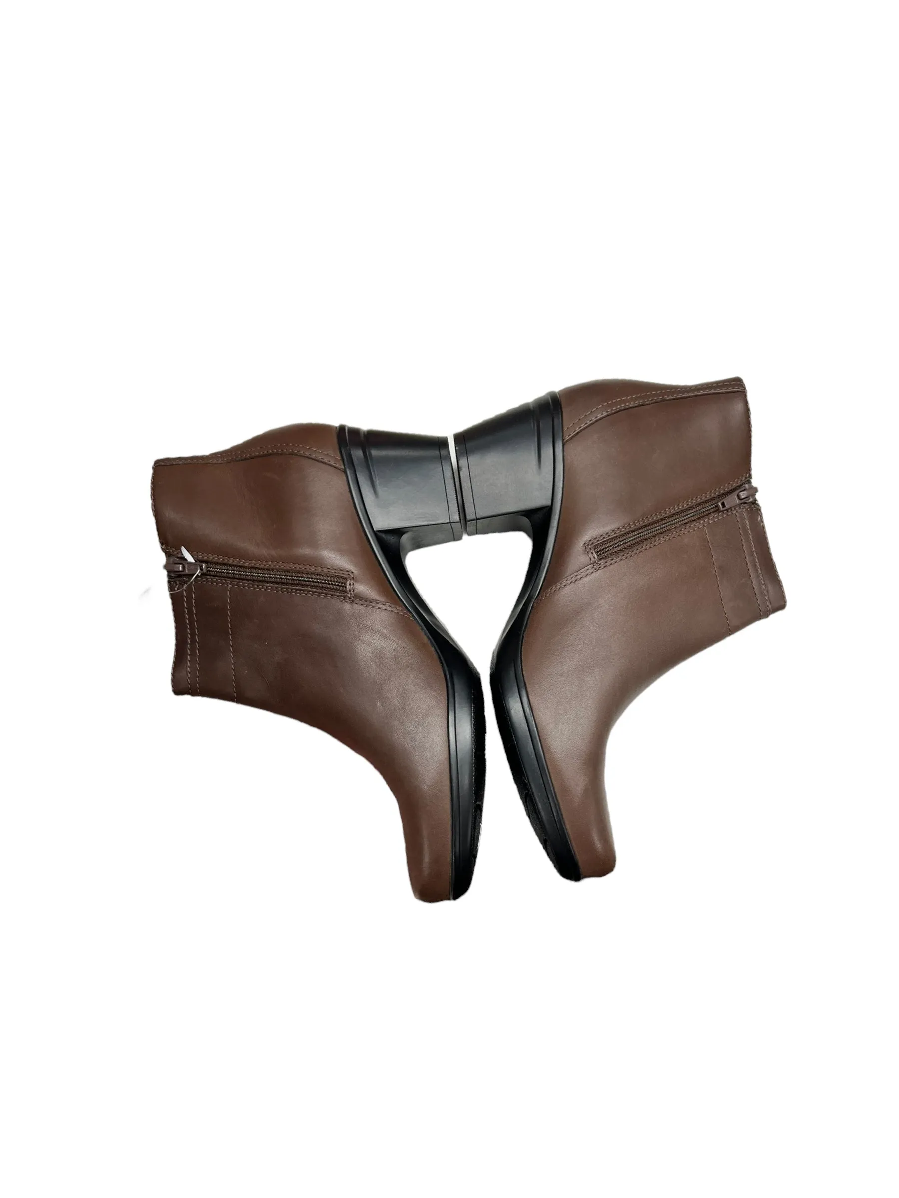 Brown Boots Ankle Heels Clarks, Size 9
