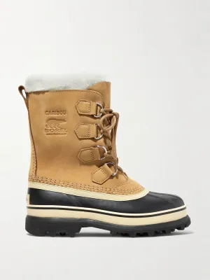 Caribou fleece-trim leather snow boots