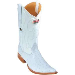 Los Altos Boots Mens #950328 3X Toe | Genuine Full Quill Ostrich Leather Boots | Color White