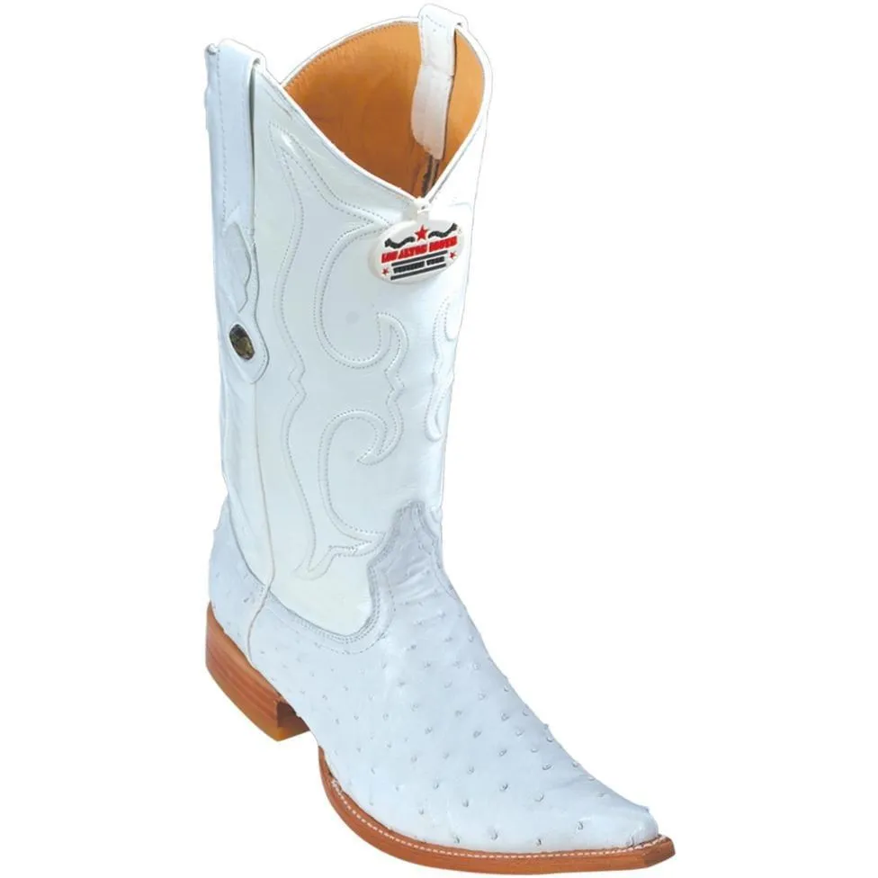 Los Altos Boots Mens #950328 3X Toe | Genuine Full Quill Ostrich Leather Boots | Color White