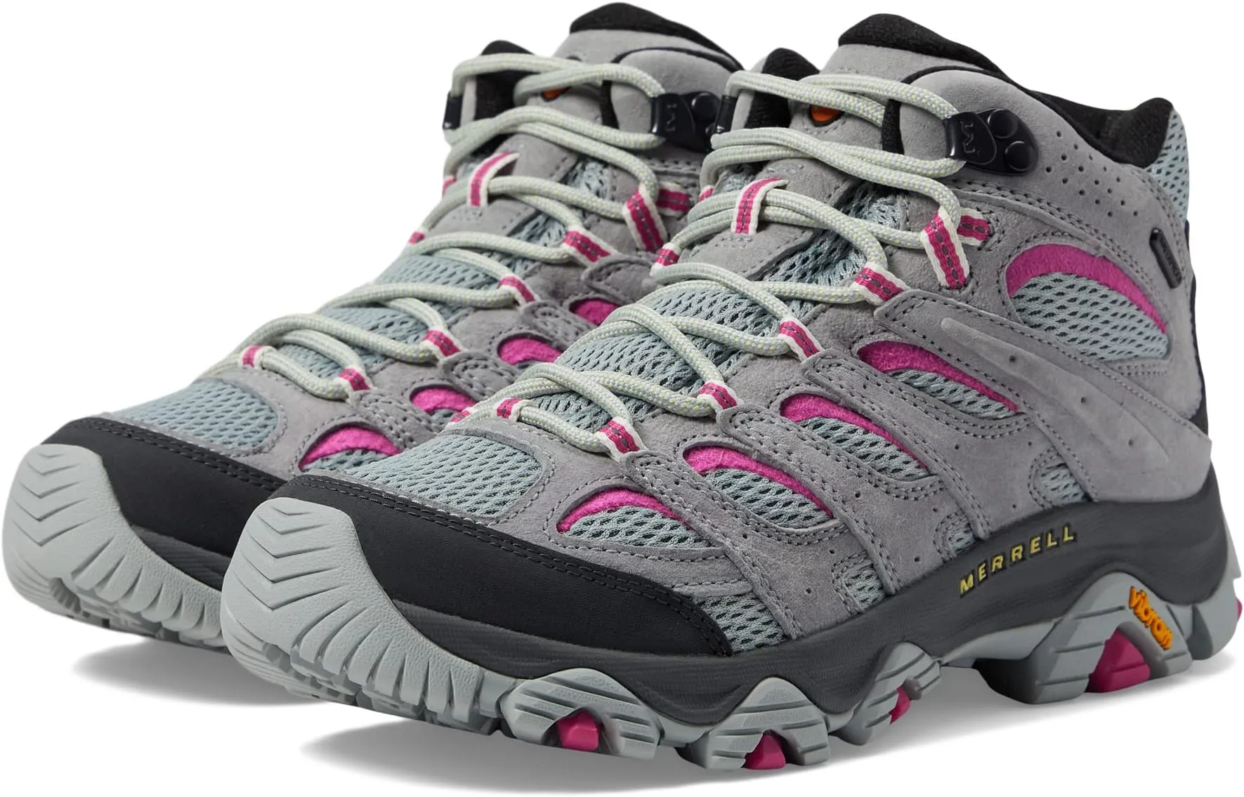 Moab 3 Mid Waterproof Merrell Hiking Shoes, Monument/Fuchsia