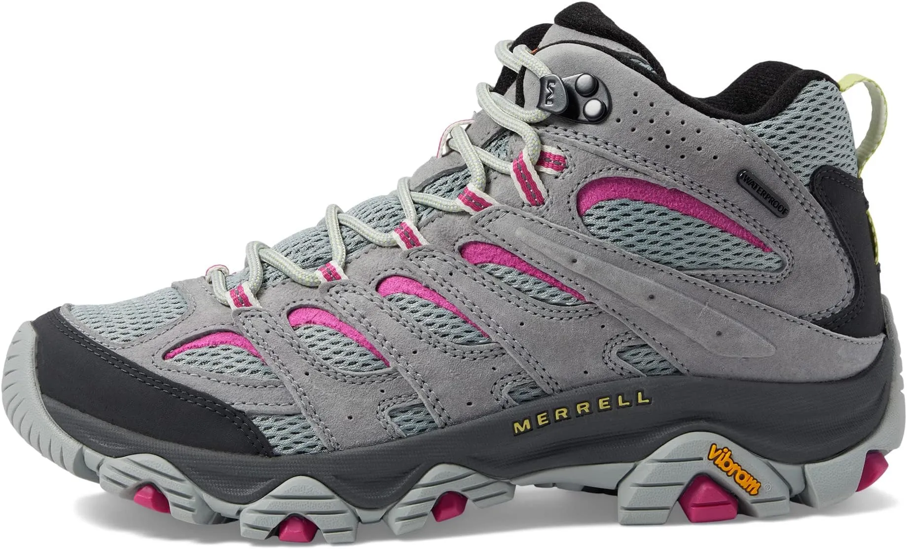 Moab 3 Mid Waterproof Merrell Hiking Shoes, Monument/Fuchsia